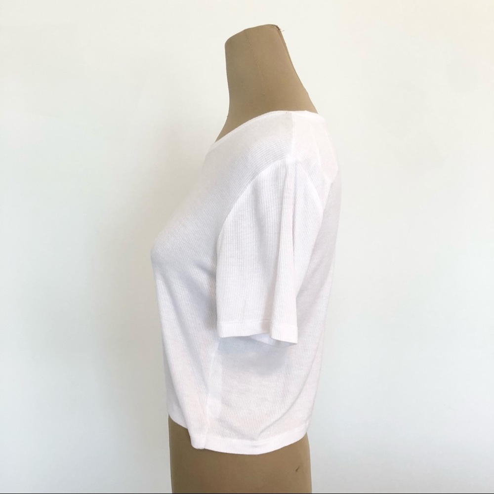 {Zara} White Ribbed Tee - Picture 3 of 5